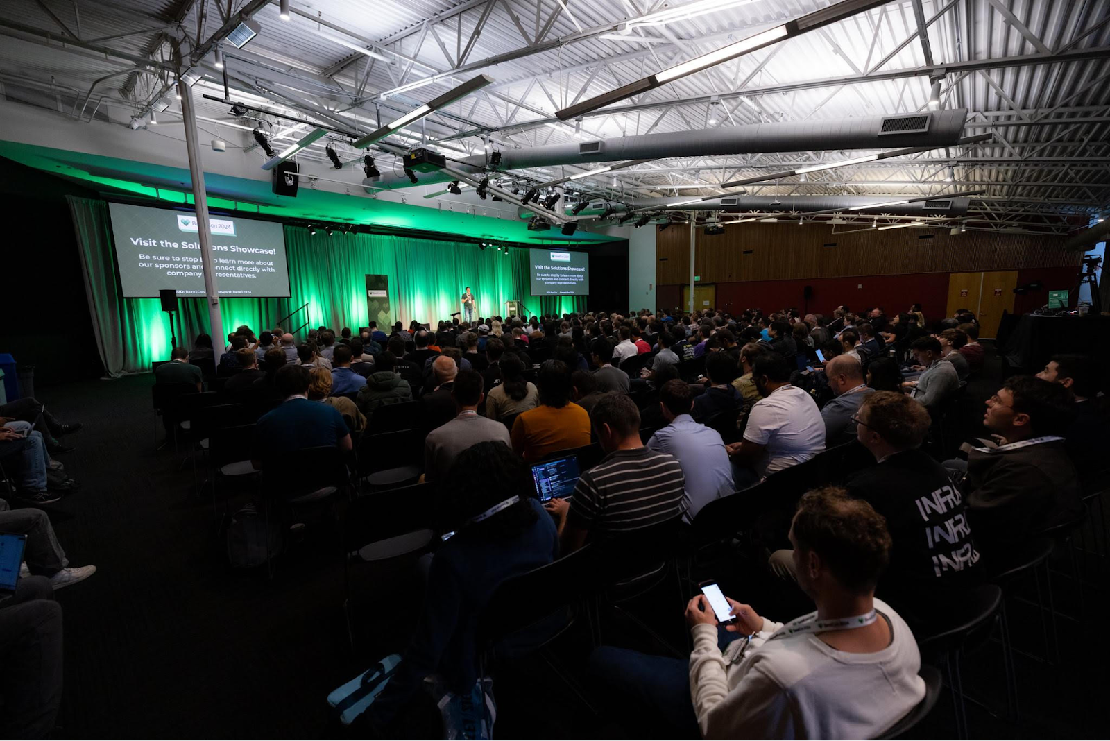 A cross section of ther audience facingthe stage at BazelCon 2024